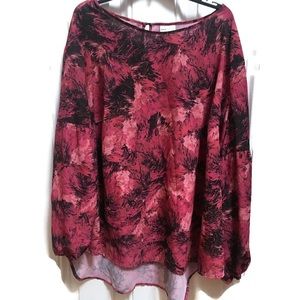 Ava & Viv Plus Size 4X Pink Abstract Blouse Long Sleeve Women's Blouse Tunic Top